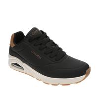 Skechers Men's Uno Suited on Air Sneaker, Black Durabuck Chestnut Suede Mesh Trim, 43 EU
