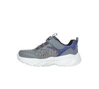 Skechers Meteor-Lights Krendox Garcon, Textile synthétique Anthracite avec Bordure Bleue, 30 EU