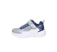 Skechers Microspec Advance Basket, Navy, Gray, & White Textile/Navy Synthetic, 35 EU