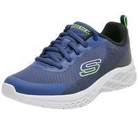 Skechers Microspec II Vovrix Baskets, Navy Textile/Synthetic/Black & Lime Trim, 30 EU
