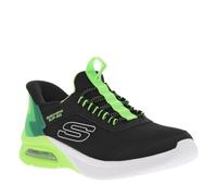 Skechers Microspec Max Brisk-Stripe Basket, Black Textile/Synthetic/Lime Trim, 31 EU