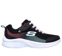 Skechers Fille Microspec Baskets Tendance, Maille Noire Noire Turquoise Rose Fluo, 36 EU