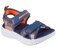 Skechers Microspec-Splash Sandale, Navy Synthetic/Gray & Orange Trim, 34 EU