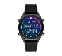 Skechers Montre pour homme Kentwood, mouvement digital, boîtier en alliage noir de 44 mm avec bracelet en silicone, SR5142