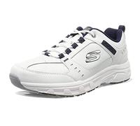 Skechers Oak Canyon Redwick Hommes Formateurs, White Leather Synthetic Textile Navy Trim, 46 EU