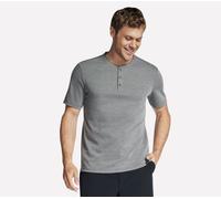 Skechers Off Duty short Sleeve Henley Top en Gris Anthracite, Pointure Moyen