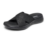 Skechers Femme Sandale glissante On-The-Go 600 Glistening - Mesh métallique - Noir 36 EU Large