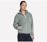 Skechers On-the-GO Glacial Full Zip Sherpa Veste en Taupe/Olive, Pointure Petit