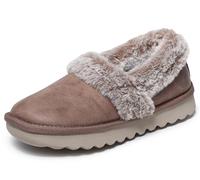 Skechers Femme Cozy Up Chausson, Taupe Microleather/Faux Fur, 39.5 EU