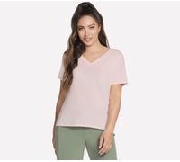 Skechers Pima V-Neck t-shirt en Blanc/Rose, Pointure Moyen
