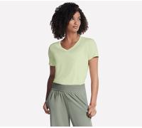 Skechers Pima V-Neck t-shirt en Gris Clair/Vert-Lime, Pointure Petit