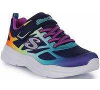 SKECHERS Puissance Jams Satin Superposition Haut Enfants Baskets Marine Multi UK
