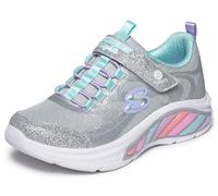 Skechers Rainbow Cruisers Glitzy GlowSneaker pour Fille, Bordure Bleue en Maille Scintillante argentée, 13 UK Child