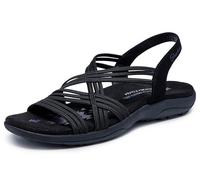 Skechers Reggae Slim Simply Stretch Sandales pour femme, noir, 7 Wide