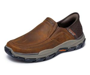 Skechers Respecté - Holmgren Slip-in MocassinHomme | Décontracté, à enfiler, coupe décontractée, mousse à mémoire de forme refroidie à l'air, tapis Goga Arch