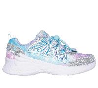 Skechers S-Lights: Dream Racer - Wing Brites Chaussures Moyen Width en Argent/Lavande, Pointure 28