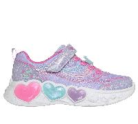 Skechers Enchanted Heart Lights Baskets pour Fille, Maille Scintillante Lavande/synthétique/Bordure Multiple, Pointure 38