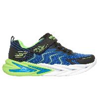 Skechers Bébé garçon Flex-Glow Ultra Prism-Pacer Baskets, Black & Blue Synthetic/Textile/Lime Trim, 24 EU
