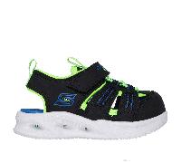 Skechers S-Lights: Sola Glow Sandal Chaussures Moyen Width en Noir/Vert-Lime, Pointure 26