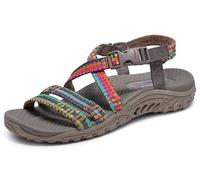 Skechers Sandales Reggae Sew Me - bride arrière tissée bohème à lanières, Taupe Multi, 37 EU
