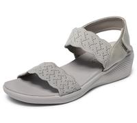 Skechers Sandales Arya On The Rise, largeur moyenne, vegan, lavable en machine, taupe, pointure 38