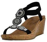 Skechers Sandales Beverlee - Date GlamWedge pour femme, Noir, 37 EU