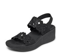 Skechers Sandales compensées Parallel Lite-Sassy DayZ 2.0 pour femme, noir/noir, 10