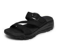 Skechers Sandales Easy Going-Slide pour femme, noir/noir, 36 EU