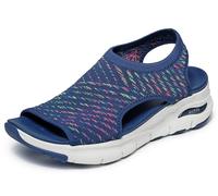 Skechers Sandales ondulées accrocheuses pour femme, Bleu marine/multicolore, 40 EU