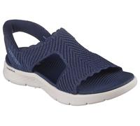 Skechers Sandales Plates à Bretelles en T pour Femme, Bleu Marine, 40 EU