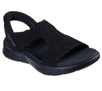 Skechers Sandales Plates à Bretelles en T pour Femme, Noir/Noir, 39 EU