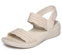 Skechers Sandales Plates Arya Favorite Finds pour Femme, Blanc, Pointure 40