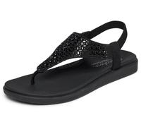 Skechers Sandales Plates de méditation à Capuche et Ornement géométrique pour Femme, Noir, Pointure 34