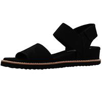 Skechers Sandales plates Desert Kiss stretch à quart de lanières pour femme, noir/noir, 8 Wide