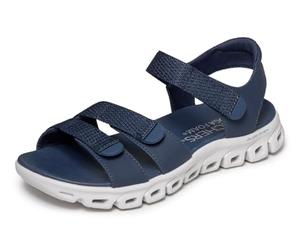 Skechers Sandales Plates Glide-Step Count on ME pour Femme, Bleu Marine, 37 EU