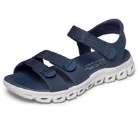 Skechers Sandales Plates Glide-Step Count on ME pour Femme, Bleu Marine, Pointure 42