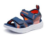 Skechers Sandales plates Microspec-Splash pour bébé garçon, Bleu marine et orange, 9 Toddler