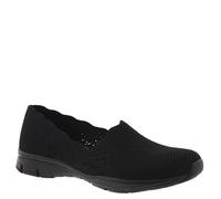 Skechers Seager - Stat Chaussure à col festonné, à Enfiler, Tige en Tricot Technique Knit, Coupe Classique, Noir/Noir, 38.5 EU