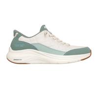 Skechers Baskets Contour Foam Slip-Ins Garniture en cuir Duraleather Blanc/Bleu Turquoise Femme 36
