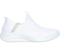 Skechers Baskets Ultra Flex 3.0 Cozy Streak pour Femme, Bordure Gris Clair en Tricot Blanc, 39.5 EU