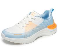 Skechers Snoop ACE Cyber Walker Baskets pour Homme, Maille Blanche et Bleue/Hot Melt/Bordure Orange, 42 EU