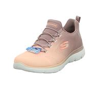 Skechers Sommets Basket Femme, Bordure Corail en Maille Mauve Clair, 38 EU