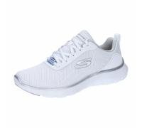 Skechers Speedees - Burn Outs Low Top Garçon, Bordure argentée en Maille Blanche, 43 EU