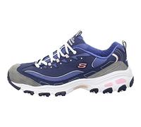 Skechers Sport Women's D'Lites Fashion Sneaker, Navy/Grey/White, 5.5 M US
