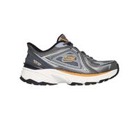 Skechers Homme Stamina Sport Kordae Basket, Charcoal Leather/Orange Mesh/PU, 46 EU