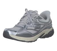Skechers Baskets de sport Stamina Femme, garniture en maille grise, Duraleather argenté, 37,5 EU