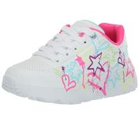 Skechers Street Girls Baskets, White Synthetic/Neon Multi Trim, 39.5 EU