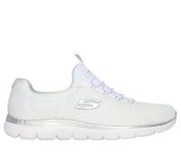 Skechers Femme Summits Artistry Chic Basket, White Mesh/Silver & Gray Trim, 35 EU