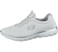 Skechers Summits, baskets en mesh pour femmes, chaussures de sport en blanc et argent, semelle intérieure Skechers Memory Foam, lavable en machine