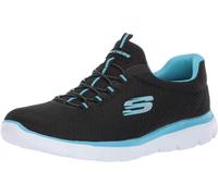 Skechers Summits Baskets pour Femme, Noir (Noir/Turquoise), 39 EU